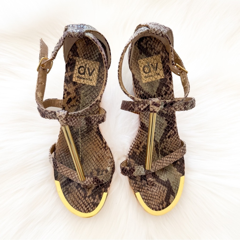 Dolce Vita Gray Snakeskin Wedges